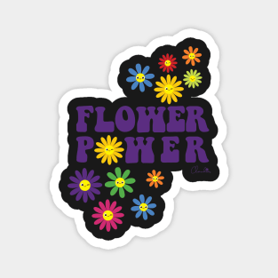 Sticker Style Flower Power Multi Color Happy Face Daisies Magnet