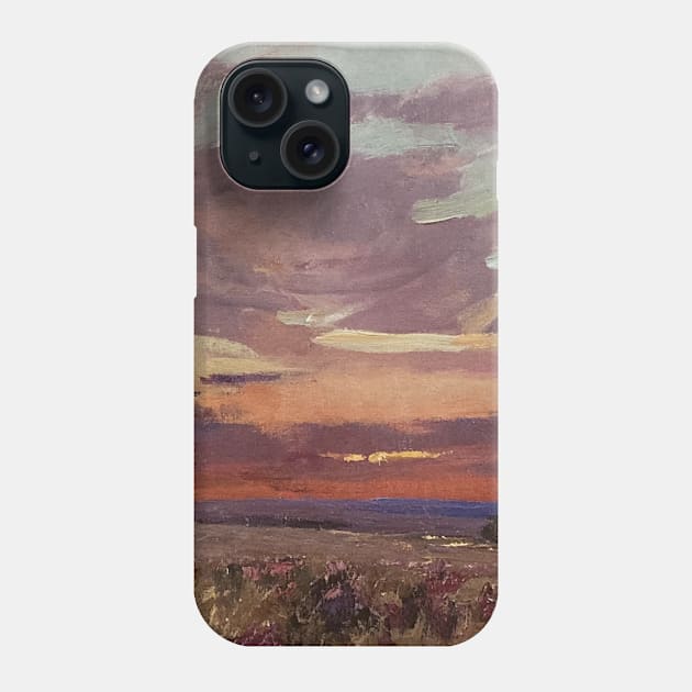 Crimson Sunset Wildflower Field Oil on Canvas Phone Case by Gallery Digitals