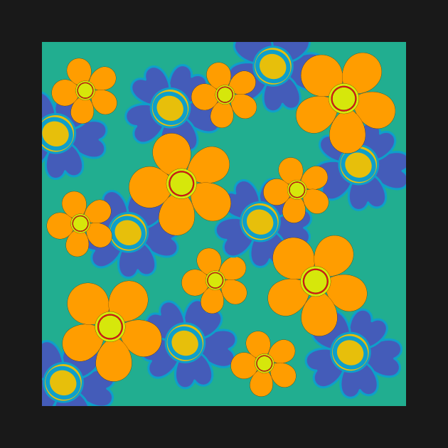 Retro 60's style flower pattern by pauloneill-art