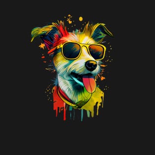 Colourful cool Jack Russell Terrier dog with sunglasses two T-Shirt