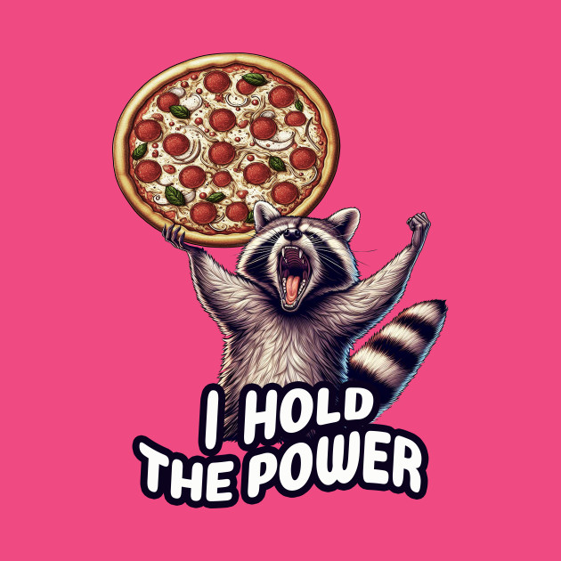 Raccoon Pizza I Hold The Power funny vintage style by ArtOnTheRun