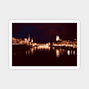 Zürich bei Nacht / Swiss Artwork Photography Magnet