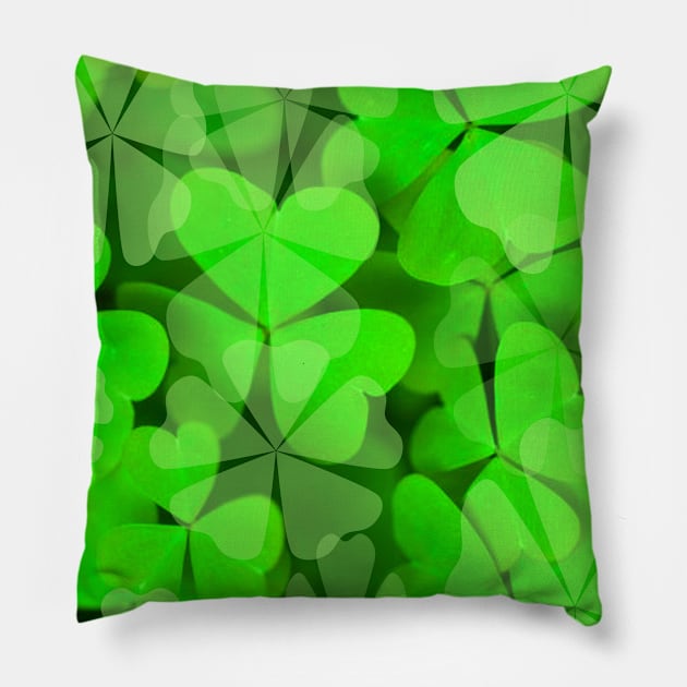 Green Clover Print Pillow by LupiJr