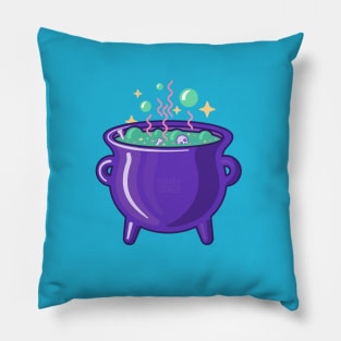 Witch's cauldron bubbling with magic on light colours Pillow