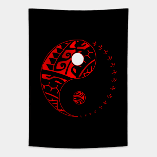 RAANUI - Yin Yang  (red) Tapestry