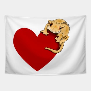 Crested Gecko, Crestie, Cute Gecko on Heart Tapestry