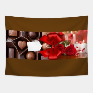 Valentine's Day chocolate & roses present yoga mat Tapestry