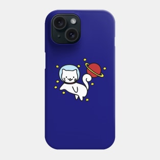 Cat Space Traveler among stars and planet Phone Case