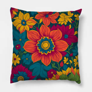 floral pattern design, colorful pattern design Pillow