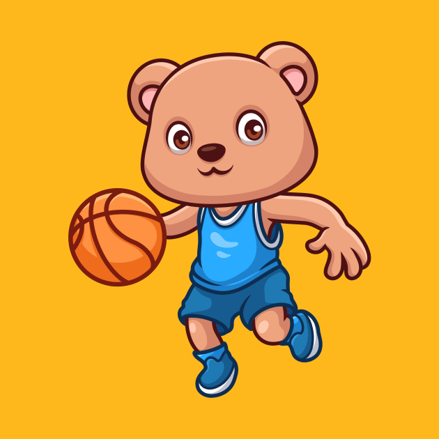 Basketball Bear Cute Cartoon by GumregaStd