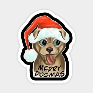 Santa Dog / Merry Dogmas / Merry Christmas / cute christmas dog Magnet