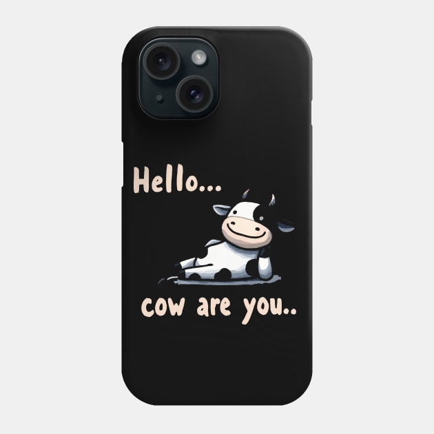 How are you Happy Cow Phone Case by DoodleDashDesigns