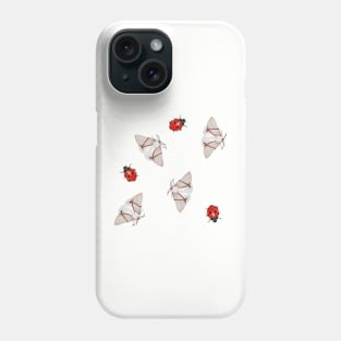 Ladybugs and white moth Phone Case