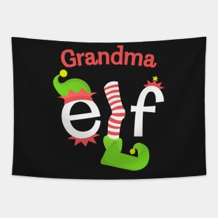 Grandma Elf Matching Family Christmas Tee Tapestry