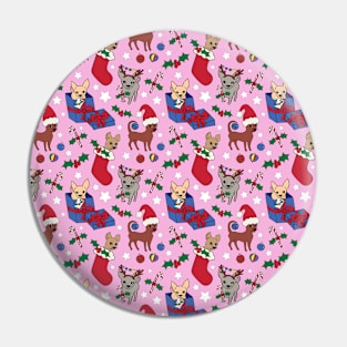 Christmas Chis! Christmas chihuahuas print in pink Pin