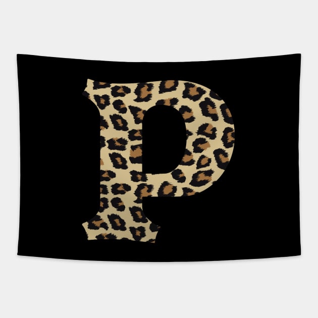 Letter P Leopard Cheetah Monogram Initial Tapestry by squeakyricardo