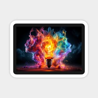 Colorful Lightbulb with Ribbons of Smoke - Creativity Magnet