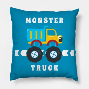 Vector illustration of monster truck with cartoon style Pillow