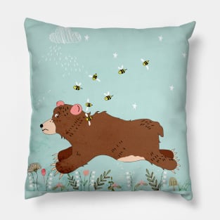 Bear Riled Up The Bees Pillow