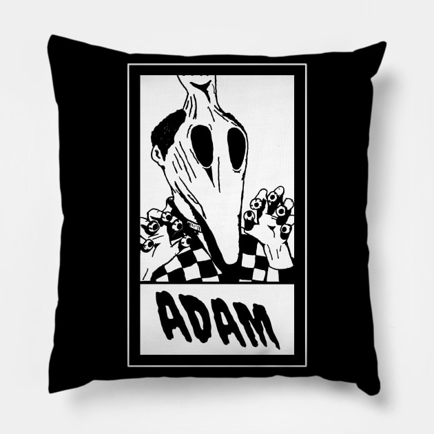 Adam Ghost Dead Monster Halloween 80's Horror Spooky Scary Character All Black Pillow by blueversion