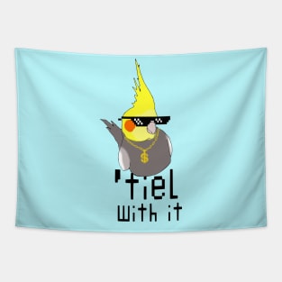 tiel with it - cockatiel thug life doodle Tapestry