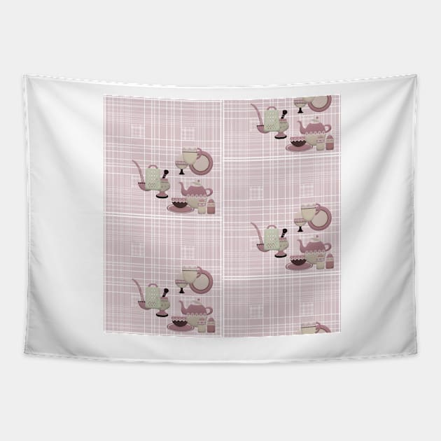 Vintage Kitchen Plaid Tapestry by justrachna
