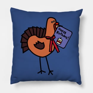 Cute Thanksgiving Turkey with Birthday Greetings Pillow