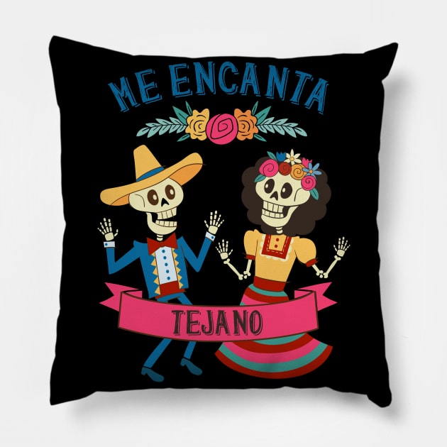 Me Encanta Tejano-I Love Tejano-Mexican Popular Music Pillow by goodpeoplellcdesign