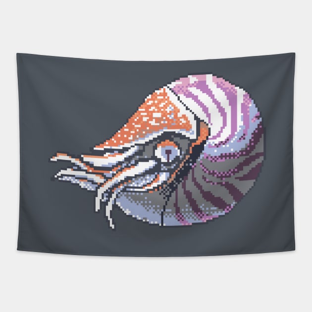 Pixel Nautilus Tapestry by owlapin