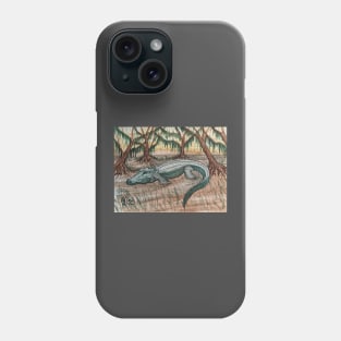 Alligator lurking in the swamp Phone Case