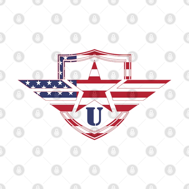 Letter U American Flag Monogram Initial by A Zee Marketing
