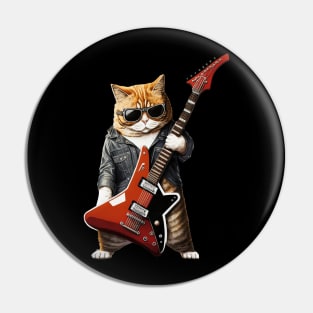 Cat Playing Guitar Pin