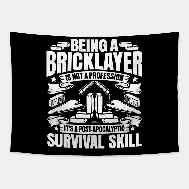 Bricklayer Mason Brickmason Blockmason Tapestry by Krautshirts