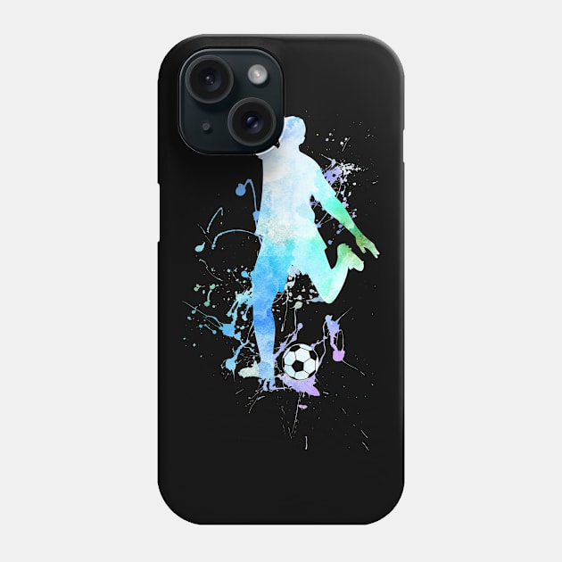 Colorful Watercolor Soccer Player Phone Case by HappyGiftArt