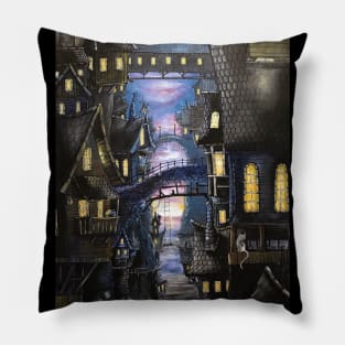 Medieval Water City Pillow