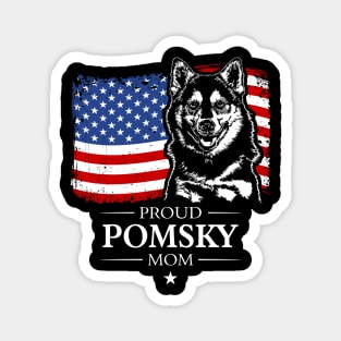 Proud Pomsky Mom American Flag patriotic dog Magnet