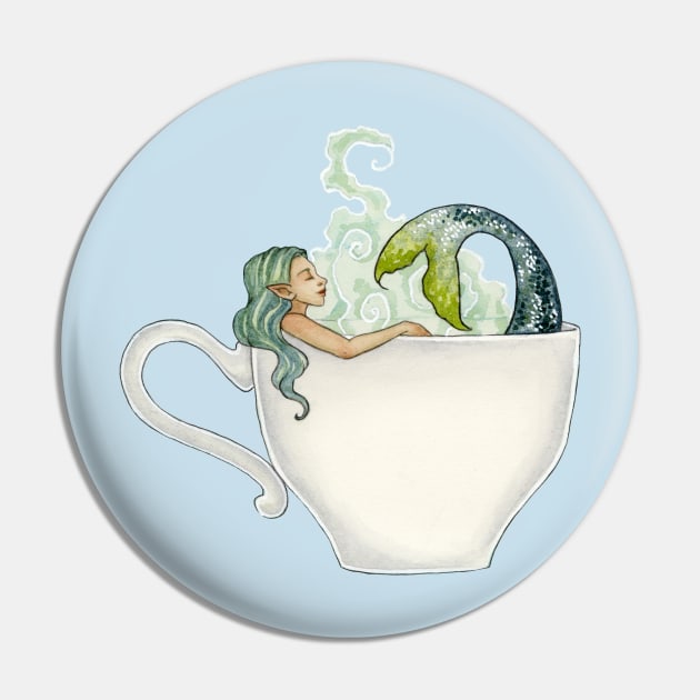 Teacup Mermaid Pin by AmyBrownArt