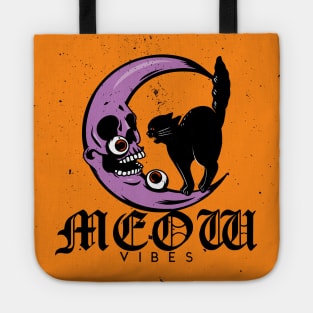 Meow Vibes Angry Black Cat Design Tote