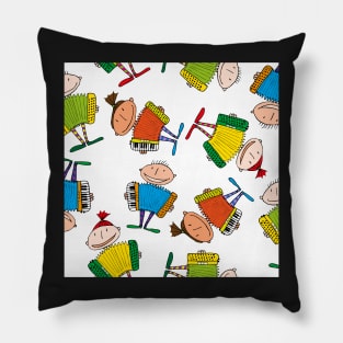 little accordionists - repeating pattern on white Pillow