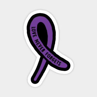 Alzheimer’s Awareness Love Never Forgets Purple Alzheimer's Ribbon Magnet