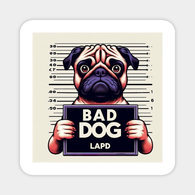 LAPD Pug Mugshot Magnet by Shawn's Domain