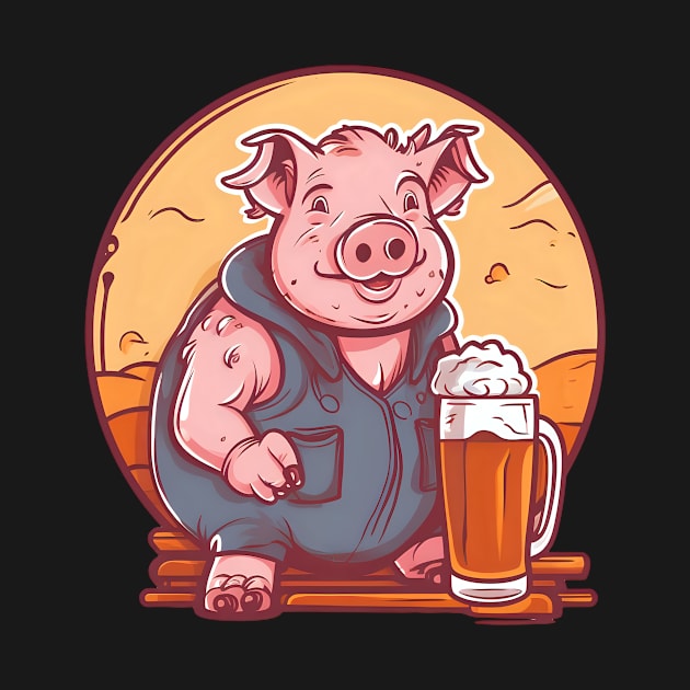 Pig Farmer Shirt | Pig Drinks Beer by Gawkclothing