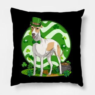 English Greyhound Dog St Patricks Day Leprechaun Pillow