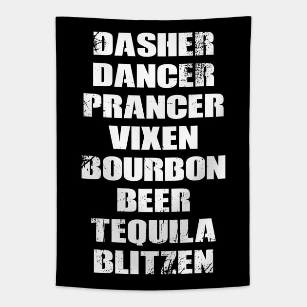 Funny Christmas Drinking Reindeer Tapestry by Boo Face Designs