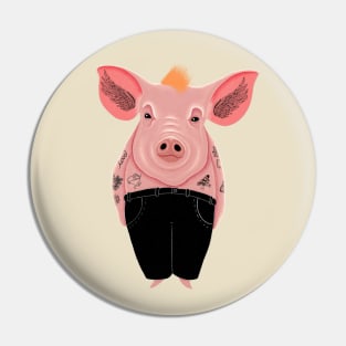 Cool Pig with Tattoo in Trousers Pin