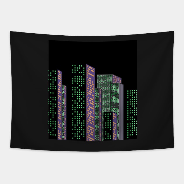 City Skyline at night Tapestry by DavidASmith