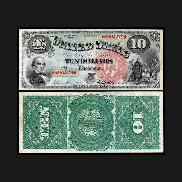 1869 $10 Dollar United States Treasury Note by DTECTN