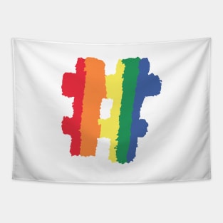 Colorful Rainbow Color Hashtag # LGBT LGBTQ Sign Tapestry