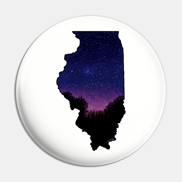 Illinois Silhouette - Starry Sunset Pin by EcoElsa