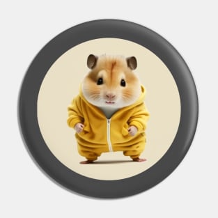 Hamster wearing a yellow jumpsuit Pin